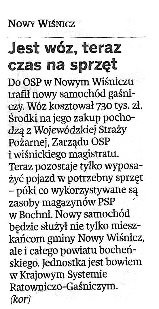Jest wóz, teraz czas na sprzęt - Gazeta Krakowska - 15.11.2010