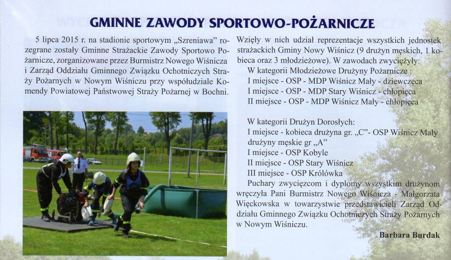 Gminne Zawody Sportowo - Poarnicze - Wiadomoci Winickie - IX-XI.2015